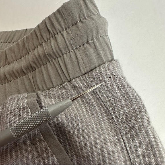 Athleta Cabo Wide Leg Pants Women's Size 6 Gray Pockets Drawstring 100% Linen - Picture 6 of 10